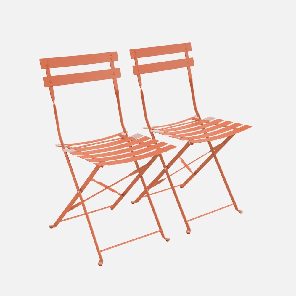 Lot de 2 chaises de jardin pliables - emilia - acier thermolaqué