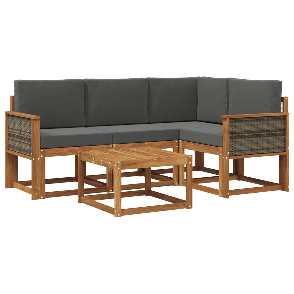 Ensemble de canapés d'extérieur 5 pc naturel et anthracite