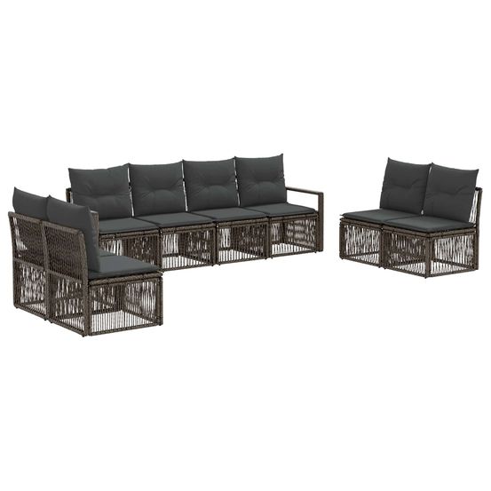 Ensemble de canapé de jardin 8 pc gris polyrotin
