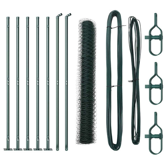 Clôture avec poteaux vert 1.2 x 10 m acier recouvert de pvc