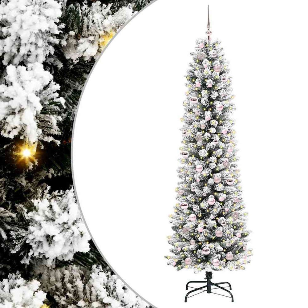 Sapin de noël artificiel blanc 210 cm pvc, métal et plastique