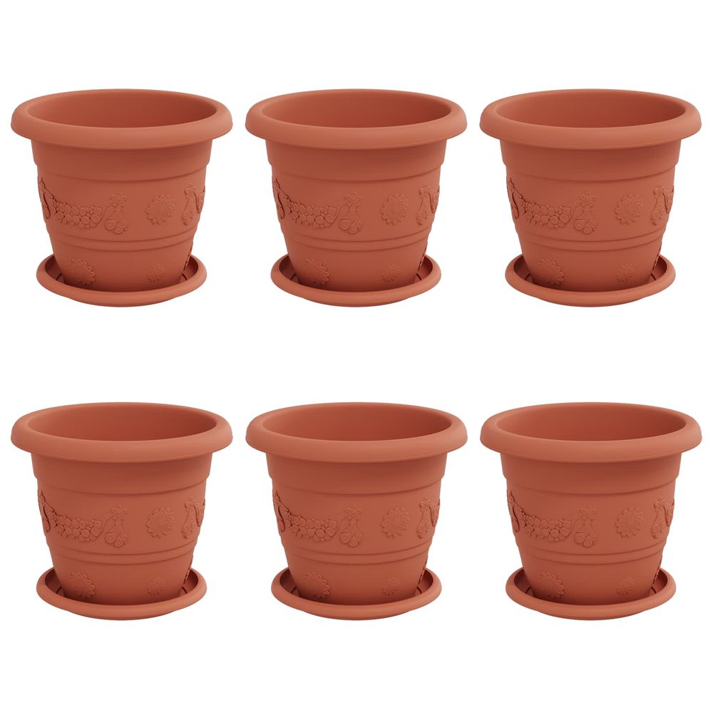 Pots de plantes 6 pc rouge brique ø 22 x 18 cm plastique