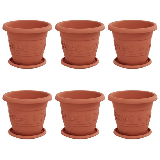 Pots de plantes 6 pc rouge brique ø 22 x 18 cm plastique