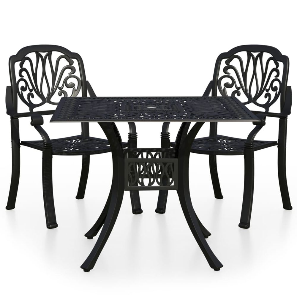 Ensemble de bistro 3 pcs aluminium coulé noir