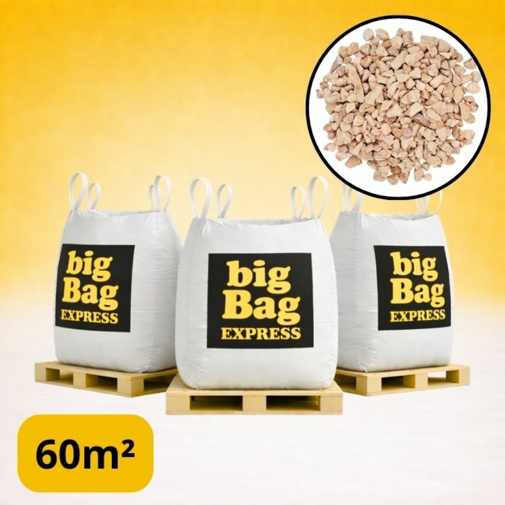 Pack 3 x big bag de +/- 1,5t ≃ 60m² gravier marbre rose ø 6/9 mm - livraison premium
