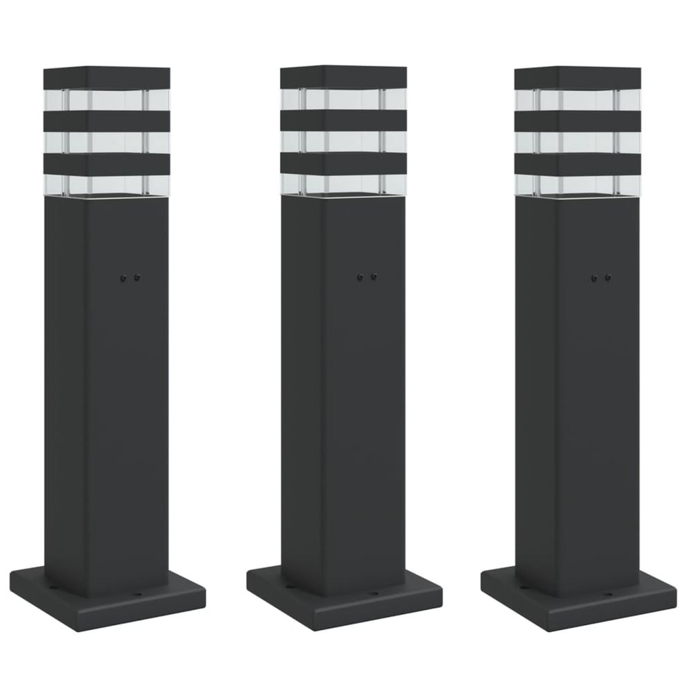 Lampadaires d'extérieur avec sortie 3 pcs noir 50 cm aluminium