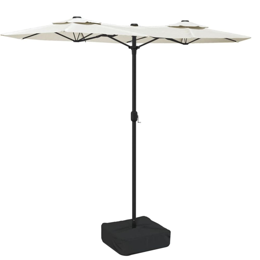 Parasol de jardin à double tête avec led blanc sable 316x145 cm