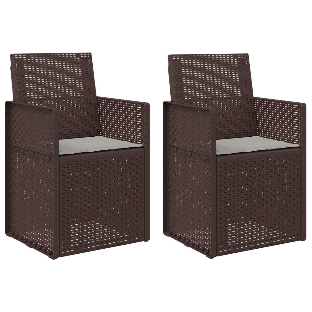 Chaises de jardin salle à manger 2 pc marron et gris clair pp