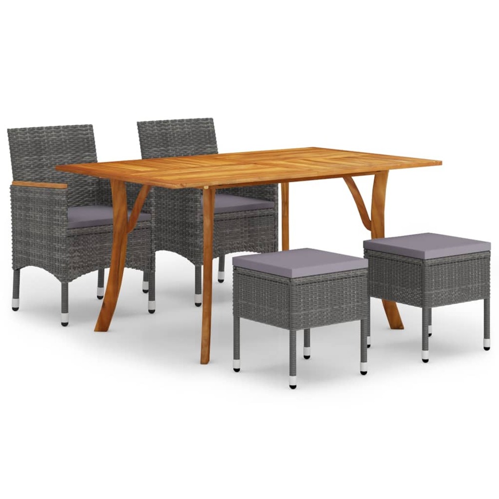 Ensemble de salle à manger de jardin 5 pcs gris