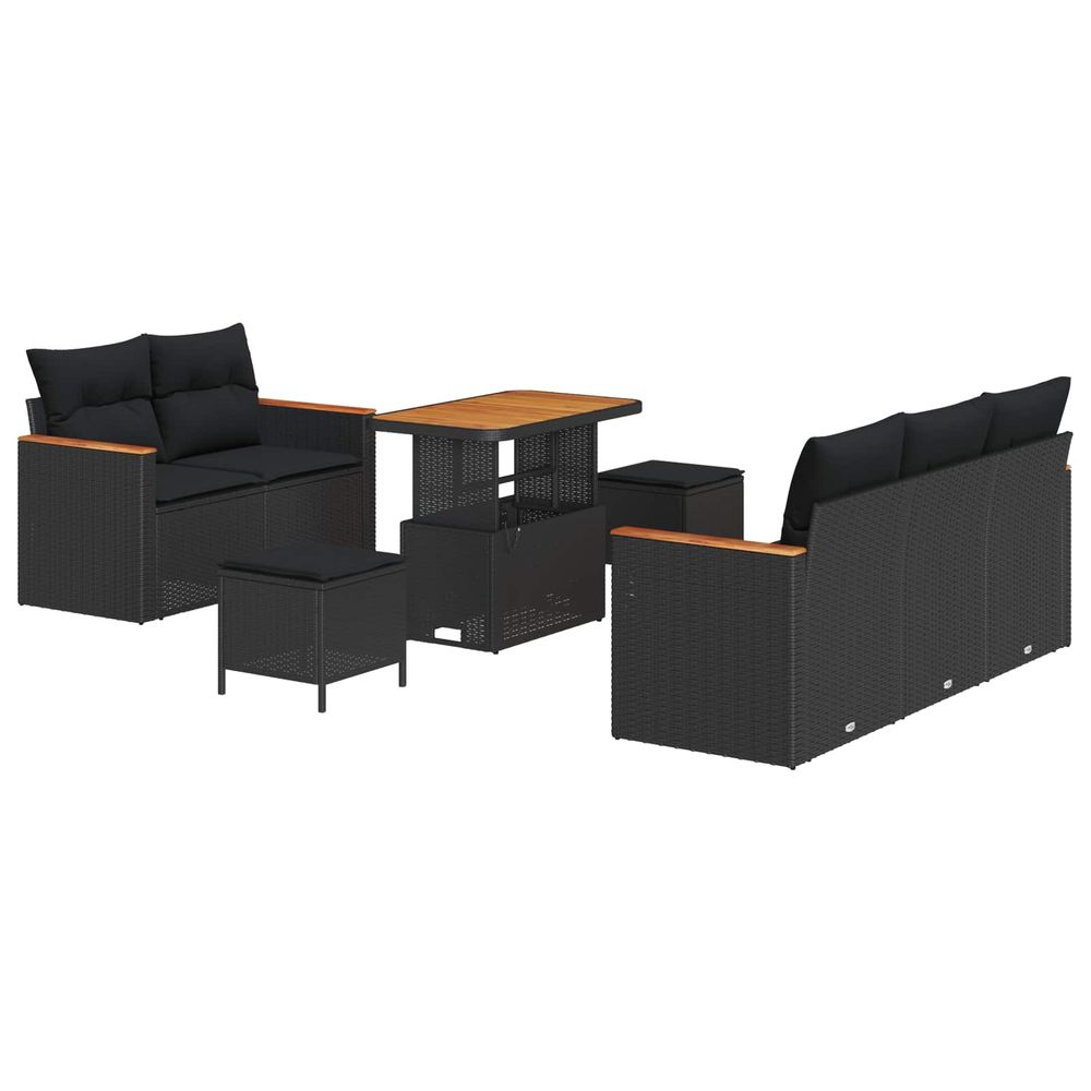 Ensemble de canapé de jardin 8 pc noir polyrotin