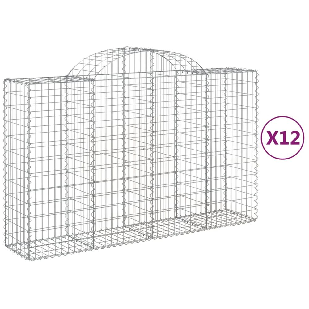 Paniers à gabions arqués 12 pcs 200x50x120/140 cm fer galvanisé