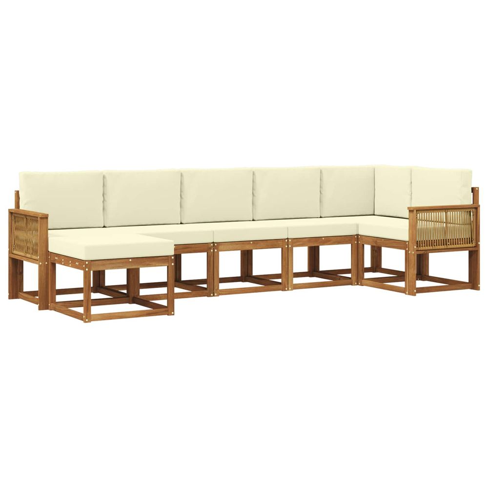 Ensemble de canapés d'extérieur 7 pc naturel et crème polyester