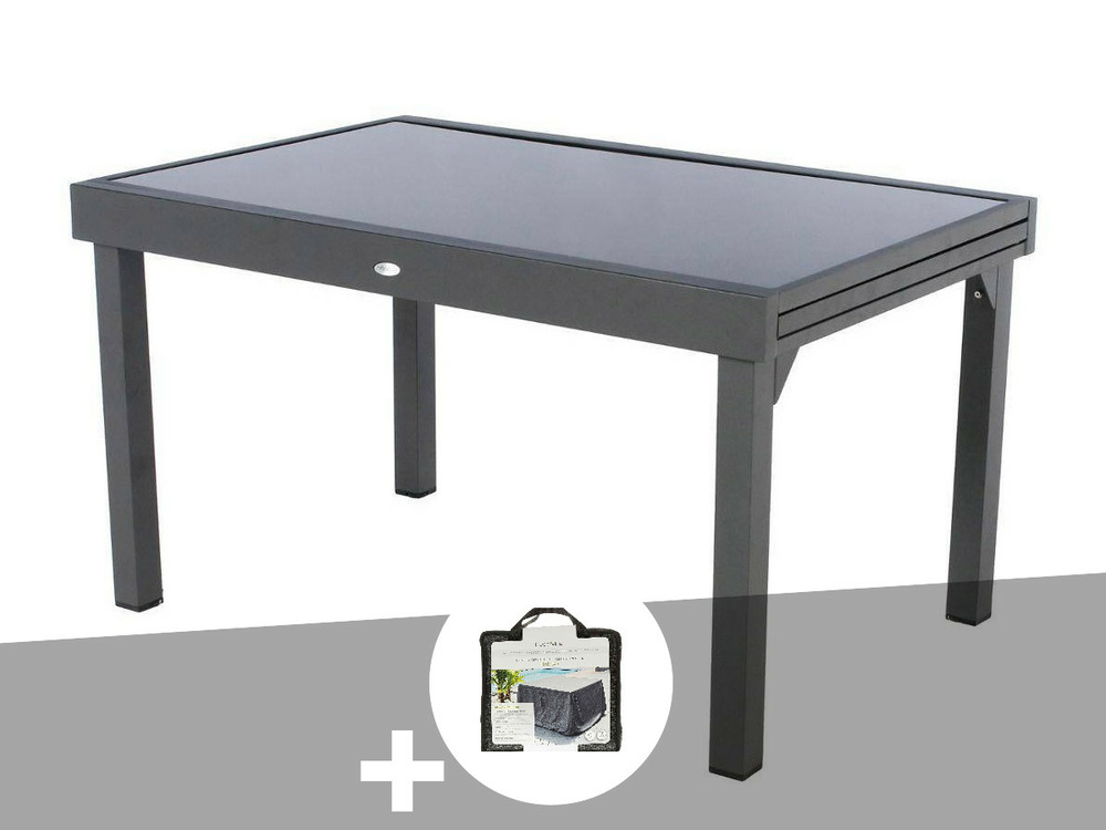 Table extensible rectangulaire en verre piazza 6/10 places gris anthracite + hou