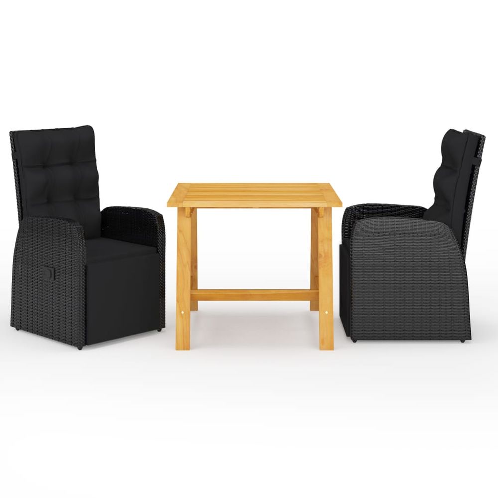 Ensemble à manger de jardin 3 pcs noir