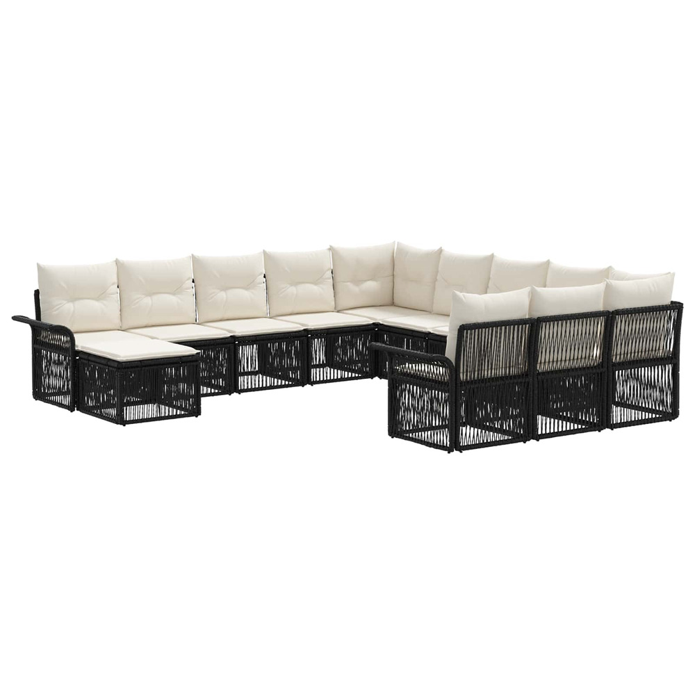 Ensemble de canapé de jardin 12 pcs noir et blanc crème