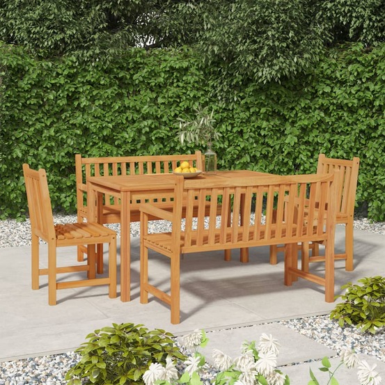 Ensemble à manger de jardin 5pcs bois de teck massif