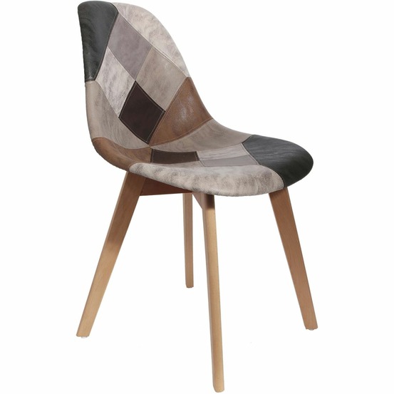 Chaise en bois de hêtre et polypropylène patchwork
