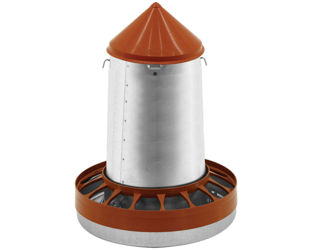 Mangeoire à trémie volailles métal 10 kg • mangeoire volailles