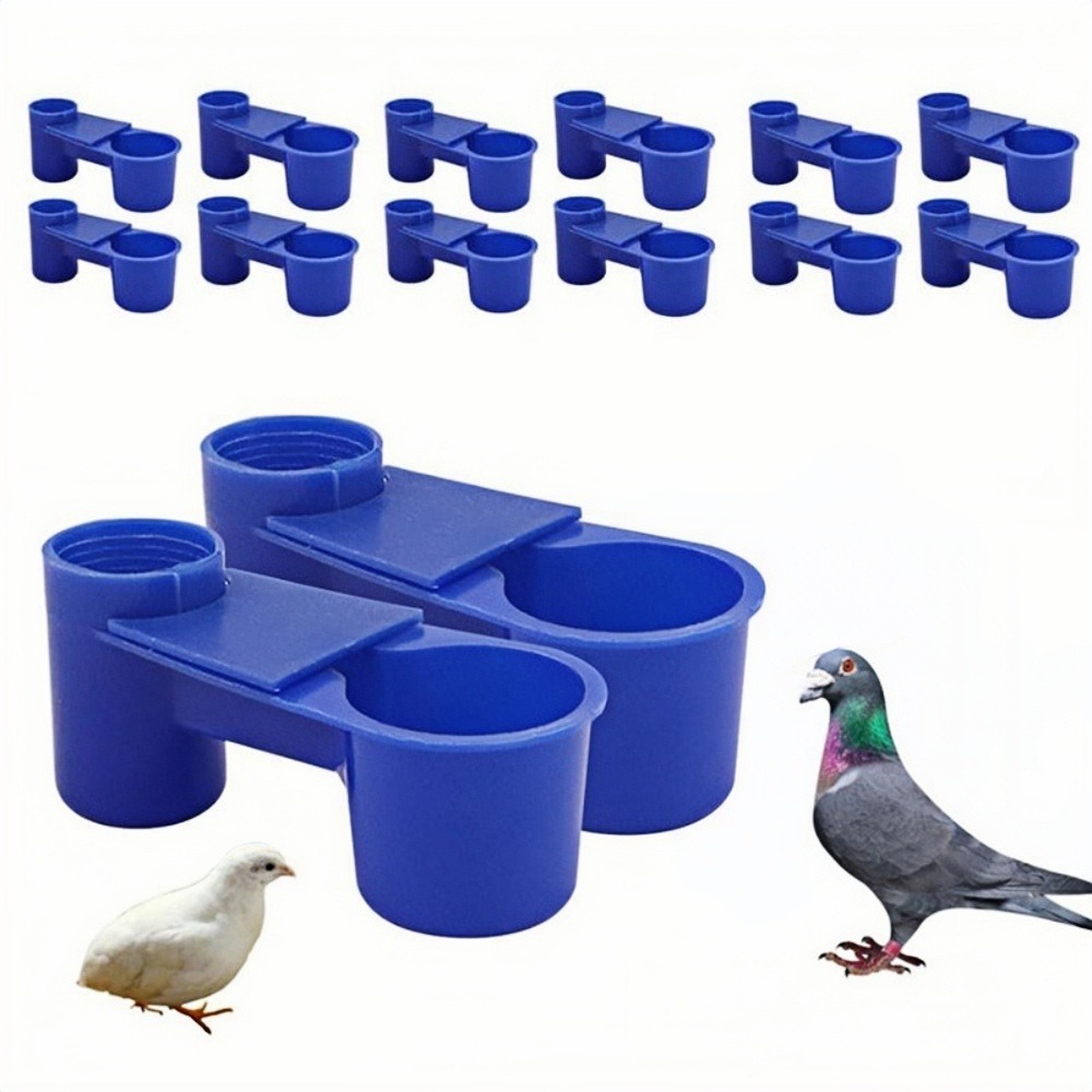 Lot de 12 abreuvoirs en plastique bleus pour oiseaux