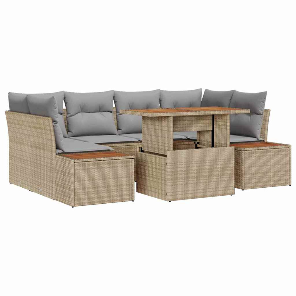 Ensemble de canapé de jardin 7 pcs beige poly rotin
