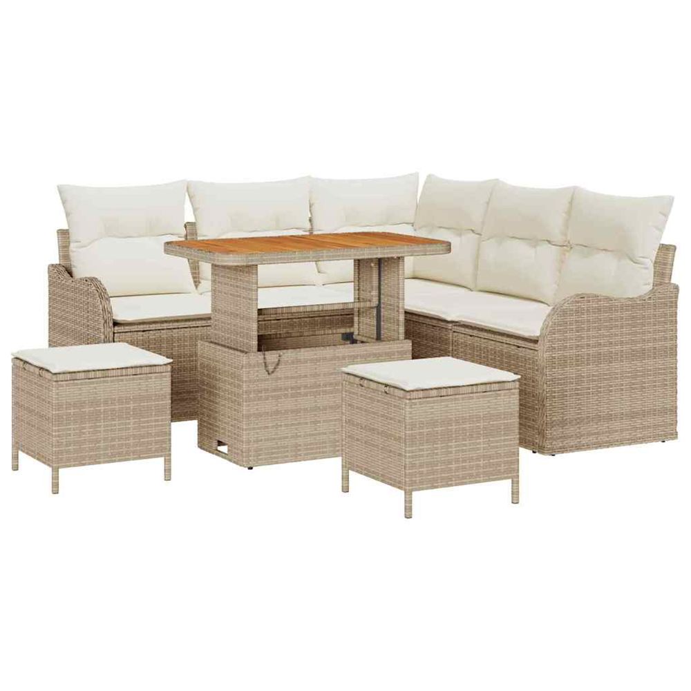 Ensemble de canapé de jardin 8 pc beige polyrotin