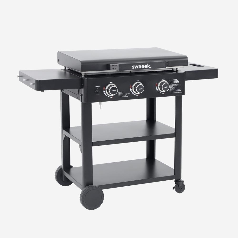 Plancha gaz 3 brûleurs acier inoxydable 12kw avec chariot - raoul