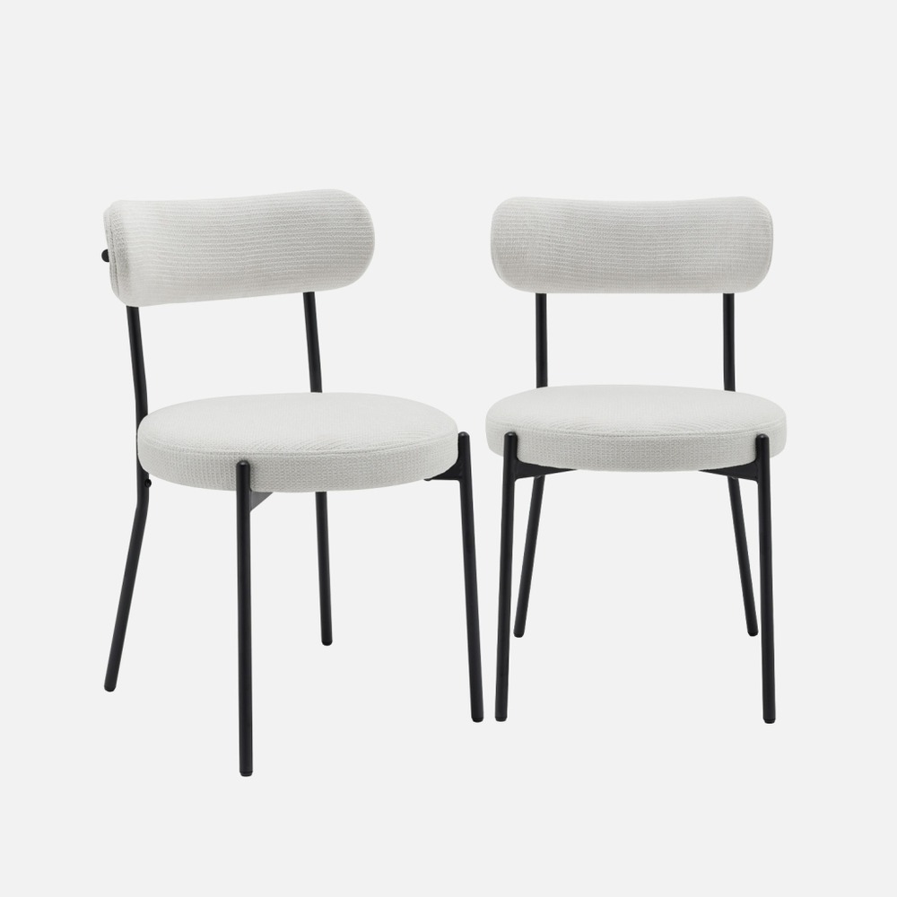 Lot de deux chaises métal et tissu chenille l 47 x p 49 x h 76,5cm - livia