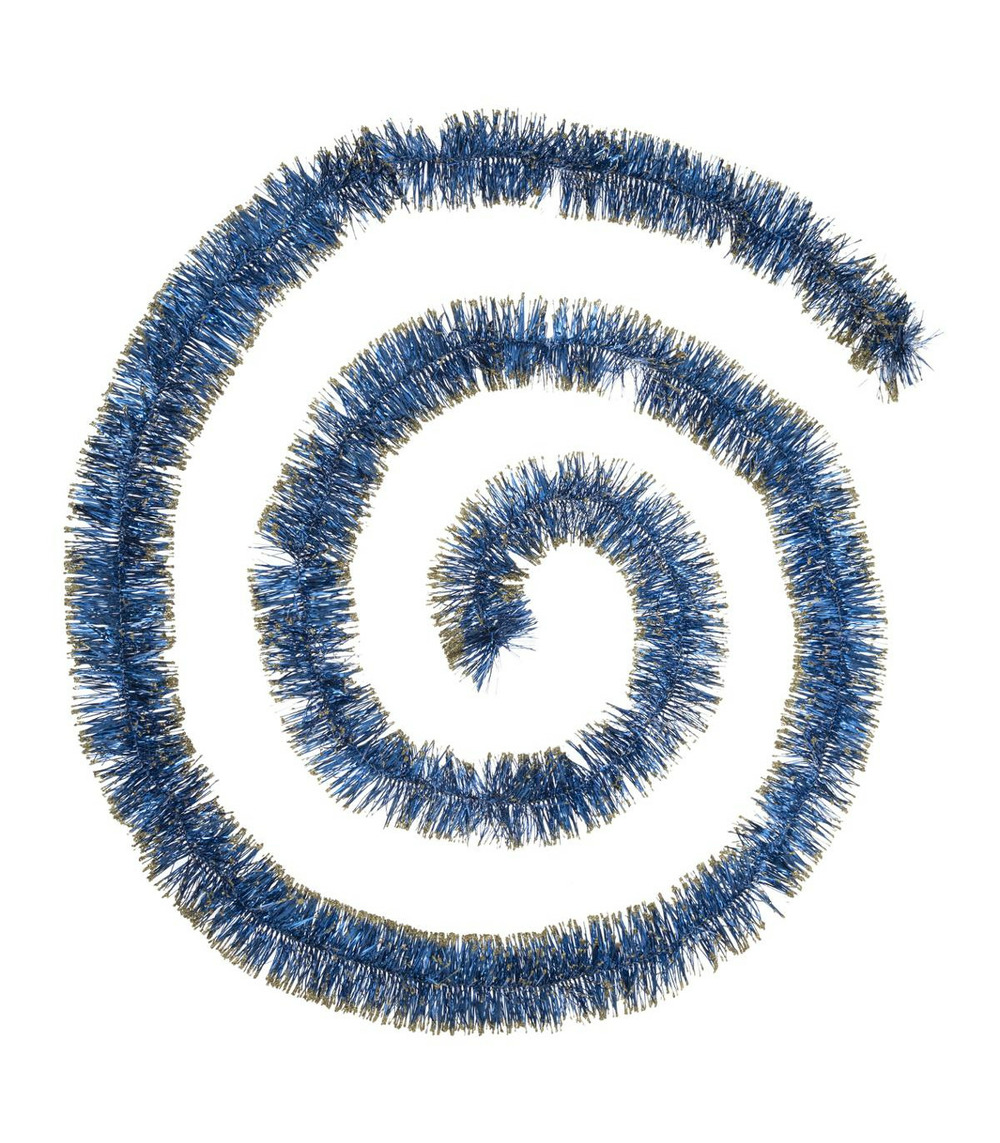Guirlande de noël large 7.5 cm bleu et or à paillettes longueur 3 mètres