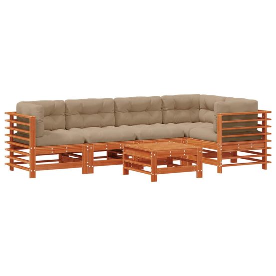Ensemble de salon de jardin 6 pc pin brun ciré