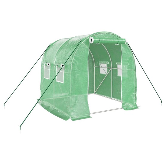 Serre avec cadre en acier vert 4 m² 2x2x2 m