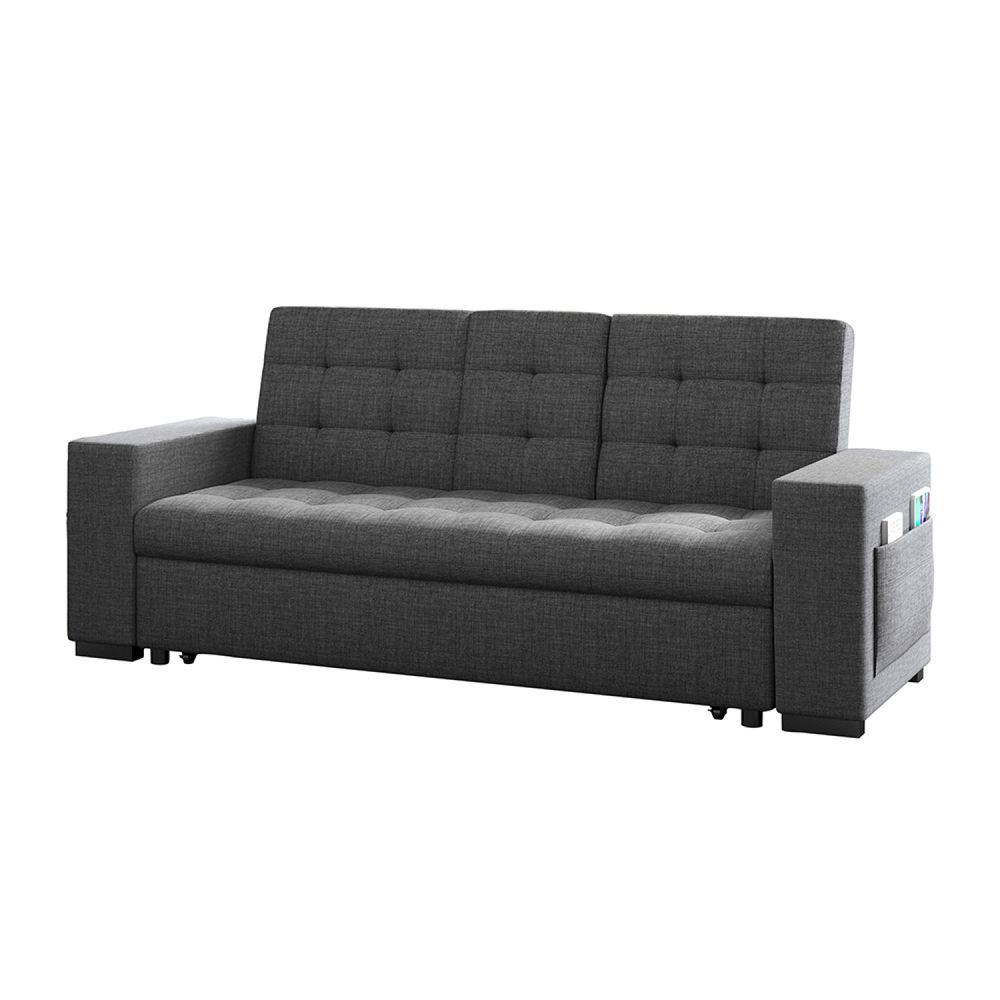 Canapé convertible gris foncé avec rangements noho