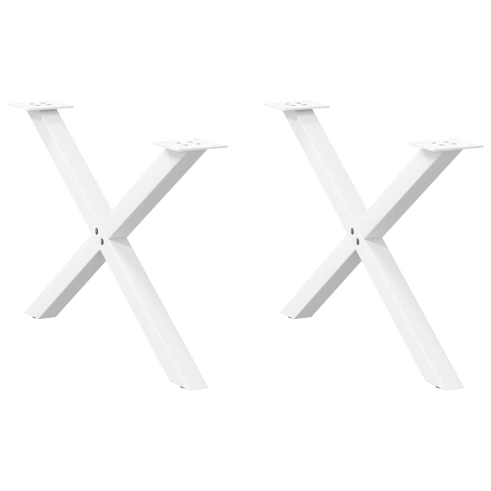 Pieds de table basse en forme de x, 2 pièces, blanc, 70 x (42-43) cm, acier