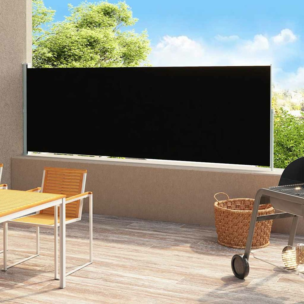 Auvent latéral rétractable de patio 220x500 cm noir