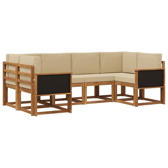 Ensemble de canapés d'extérieur 6 pc naturel et beige
