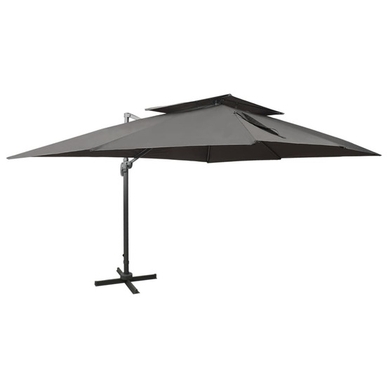 Parasol de jardin déporté avec double plateau anthracite 400 x 300 cm