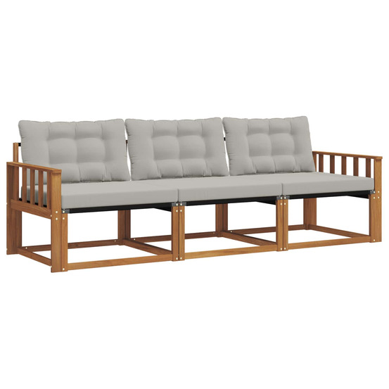 Ensemble de canapés d'extérieur 3 pcs gris naturel et clair