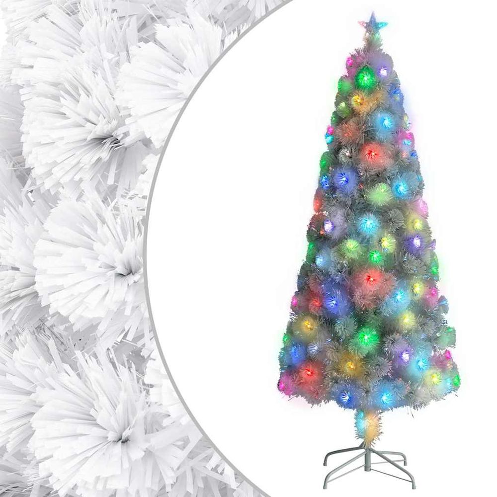 Grand sapin de noël lumineux fibre optique et led décoratif blanc 240 cm