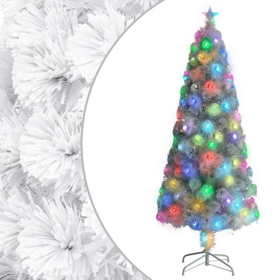 Grand sapin de noël lumineux fibre optique et led décoratif blanc 240 cm