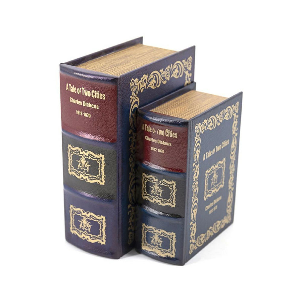 Livre tale of two cities carton similicuir carton bleu - décoration d'autrefois