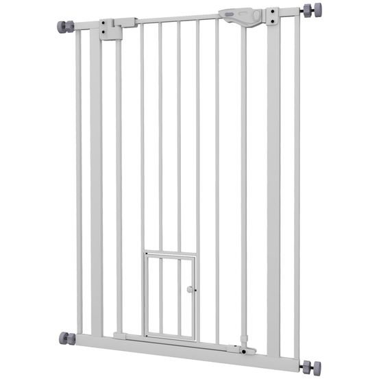 Barrière de sécurité extra haute acier pour chien fermeture auto 80x104cm blanc