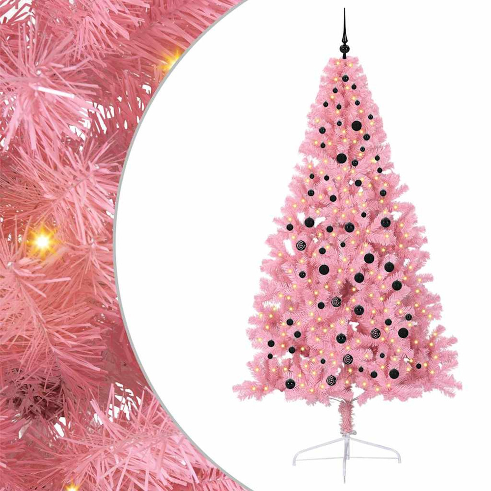 Sapin de noël artificiel pré-éclairé rose 240 cm pvc