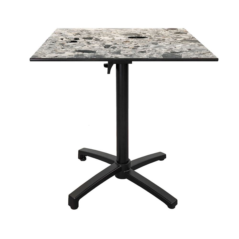 Table pliable pour terrasse en compact hpl décor pierre cepp 70x70