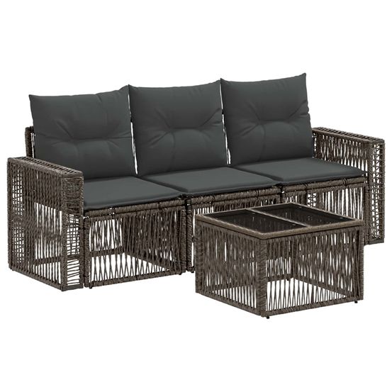 Ensemble de canapé de jardin 4 pc gris et gris foncé polyrotin