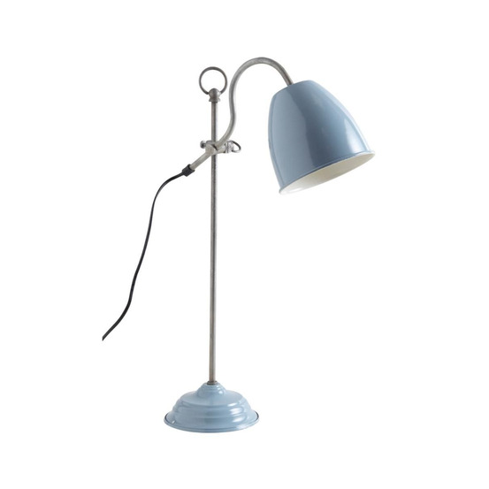 Lampe de bureau en métal laqué bleu