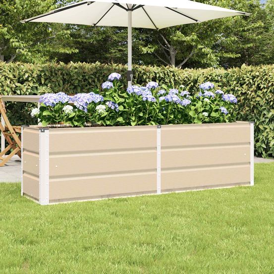 Grande jardinière rectangulaire acier pour jardin bordure de terrasse 160x40x45 cm ivoire