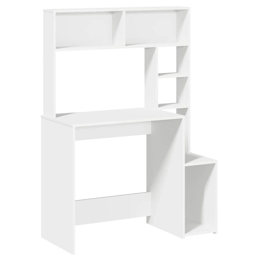Bureau avec étagères blanc 100x45x140 cm bois d'ingénierie