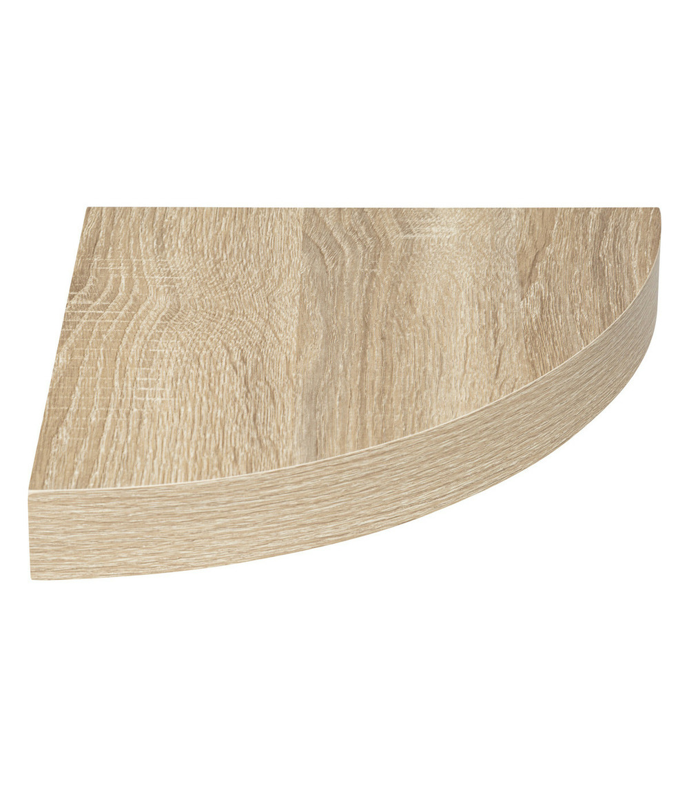 Étagère d'angle murale flottante effet chêne naturel 25 x 25 cm fixations invisibles