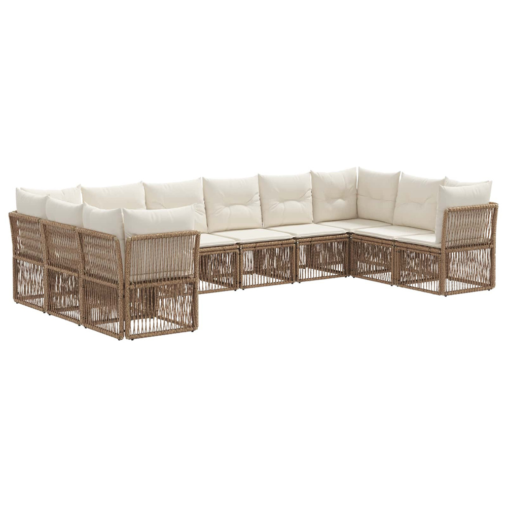 Ensemble de canapé de jardin 10 pcs beige polyrotin