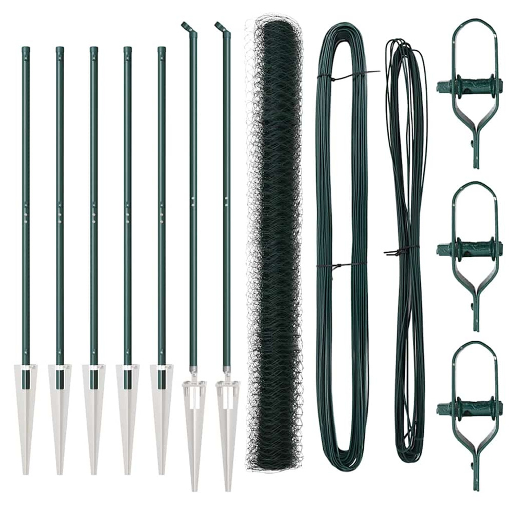 Poteau de clôture. Vert 10 x 1,5 m (maille 50 mm) acier et pvc