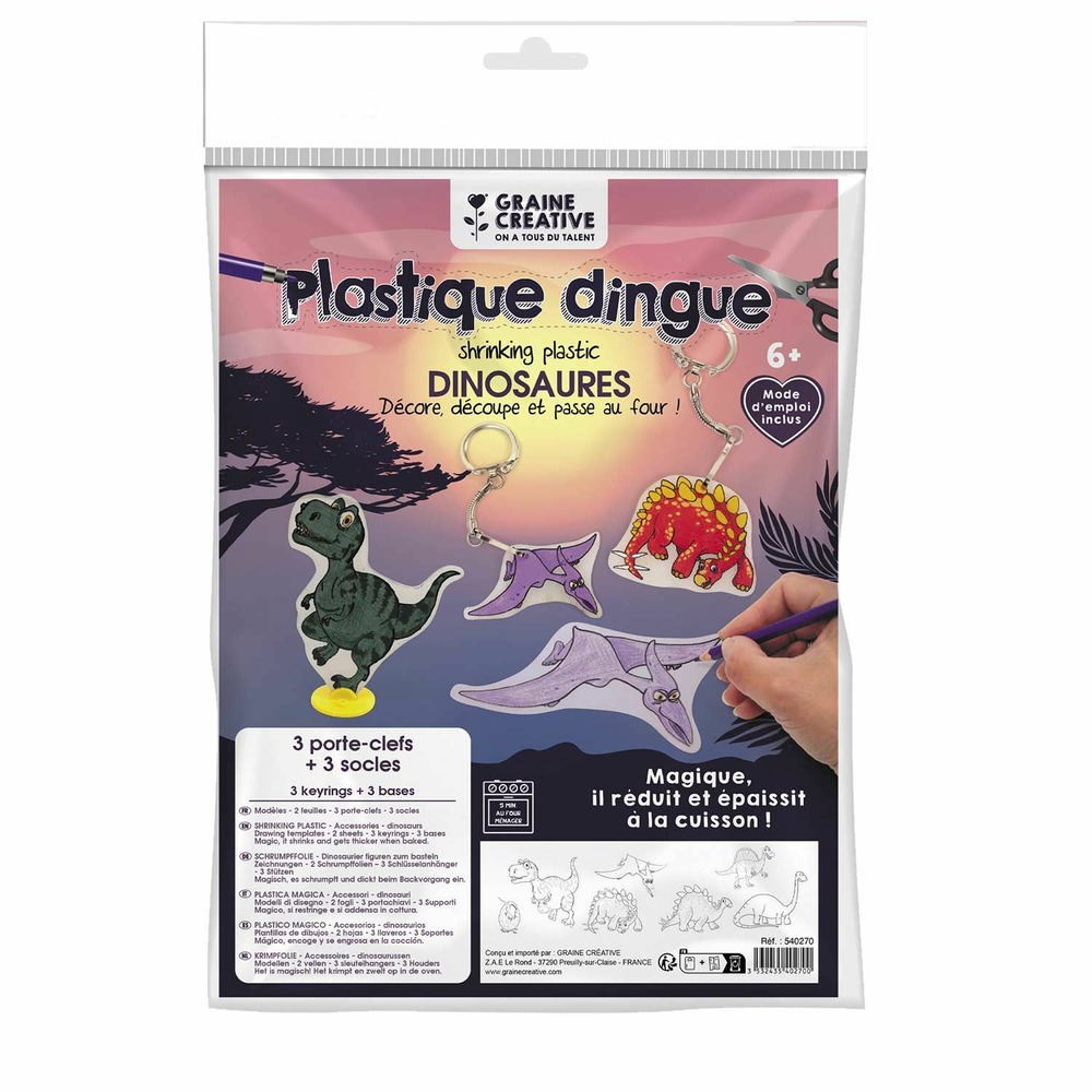 Porte-clés dinosaures diy en plastique dingue
